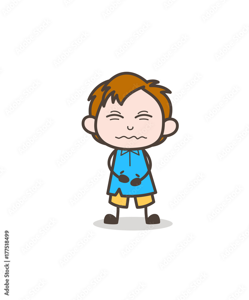 Confounded Face - Cute Cartoon Kid Vector