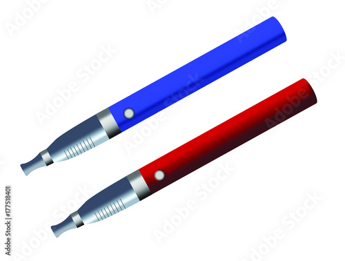 electronic cigarette blue and red e-cigarette vaping simple color realistic vector illustration