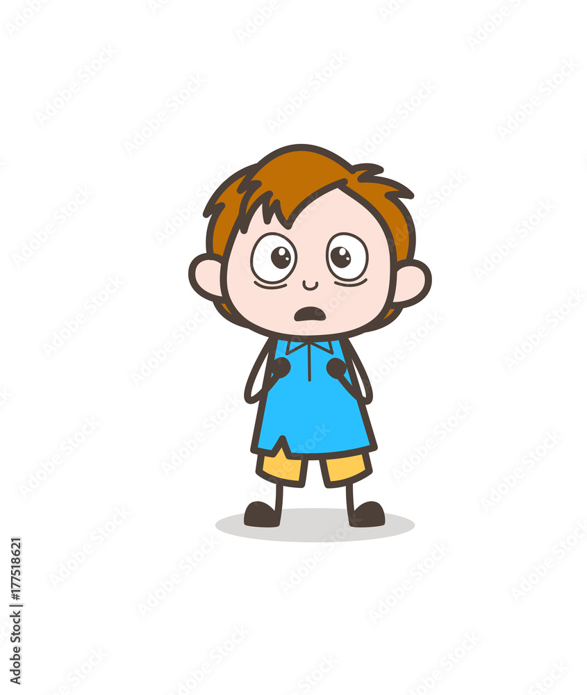 Worried Face - Cute Cartoon Kid Vector
