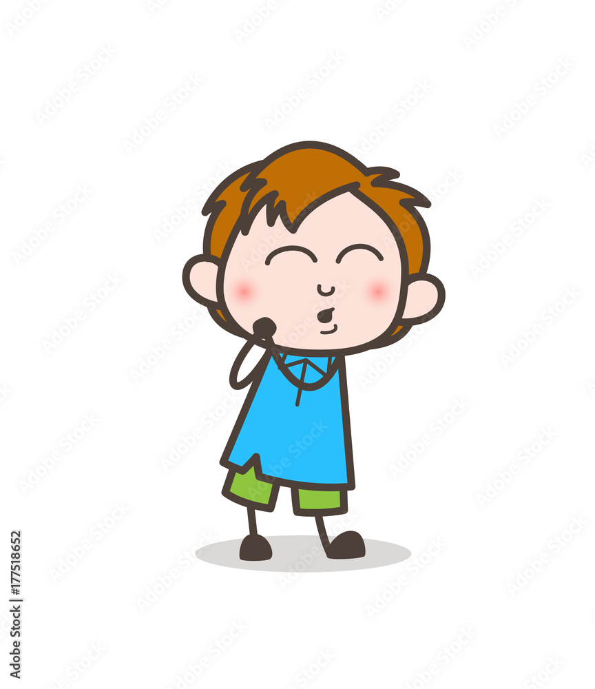 Blushing Boy Blowing Kiss - Cute Cartoon Kid Vector Blushing Boy Blowing Kiss - Cute Cartoon Kid Vector