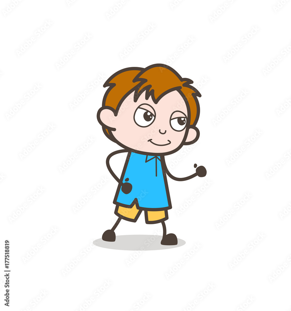 Happy Smiling Boy Walking Pose - Cute Cartoon Kid Vector Happy Smiling Boy Walking Pose - Cute Cartoon Kid Vector