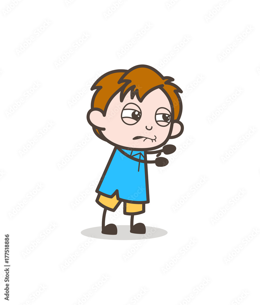 Helpless Kid Face - Cute Cartoon Kid Vector