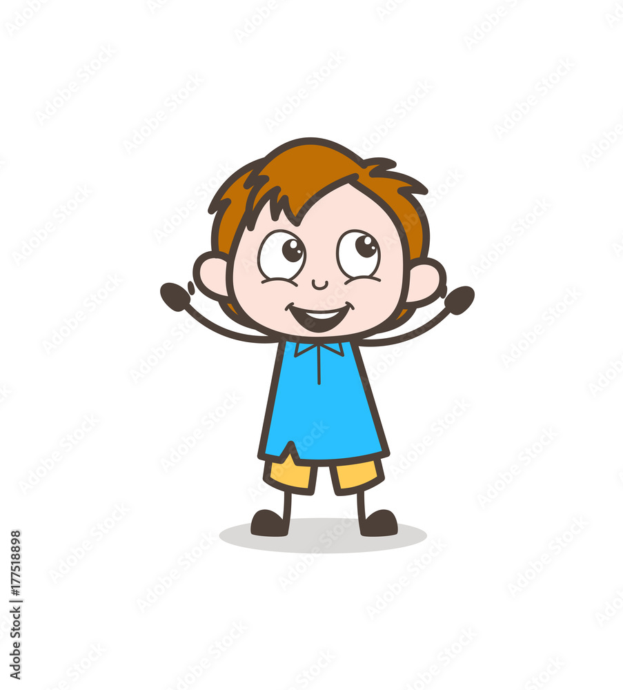 Joyful Little Boy - Cute Cartoon Kid Vector