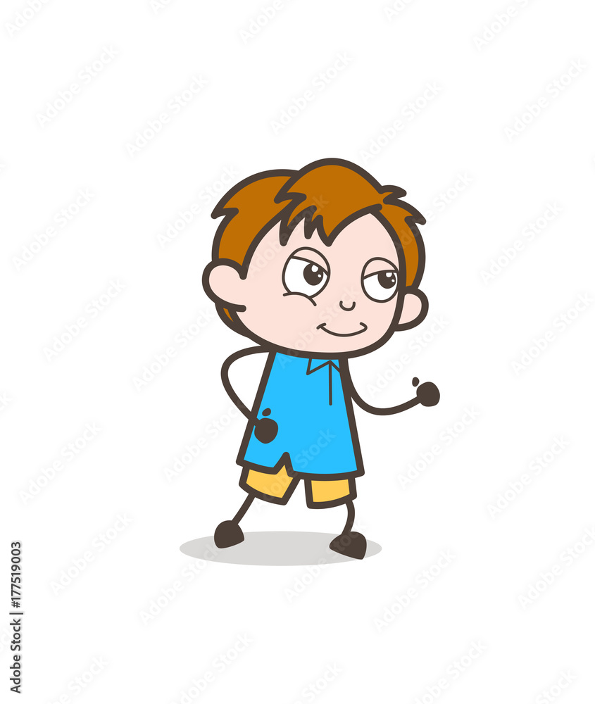 Smiling Boy Walking Pose - Cute Cartoon Kid Vector Smiling Boy Walking Pose - Cute Cartoon Kid Vector