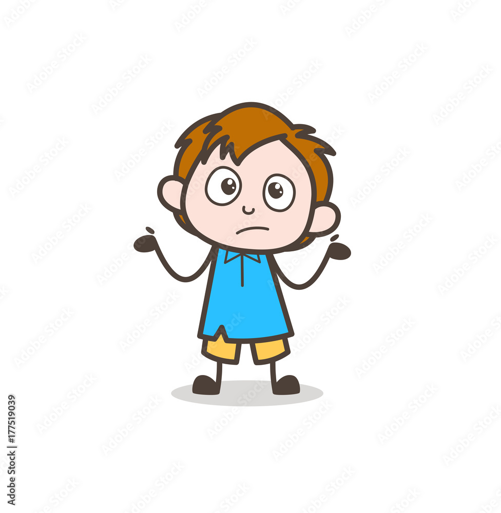 Unaware Little Boy Expression - Cute Cartoon Kid Vector Unaware Little Boy Expression - Cute Cartoon Kid Vector