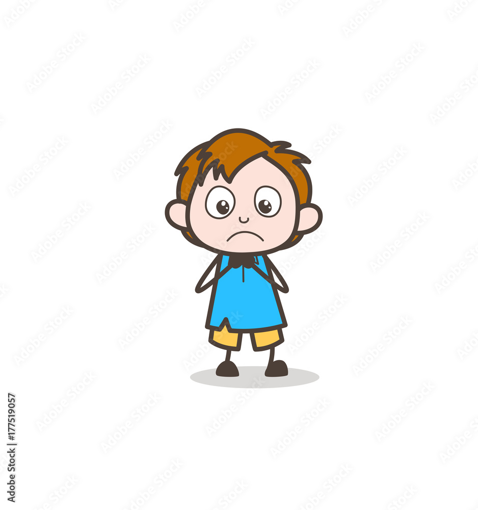 Fearful Facial Expression - Cute Cartoon Kid Vector Fearful Facial Expression - Cute Cartoon Kid Vector