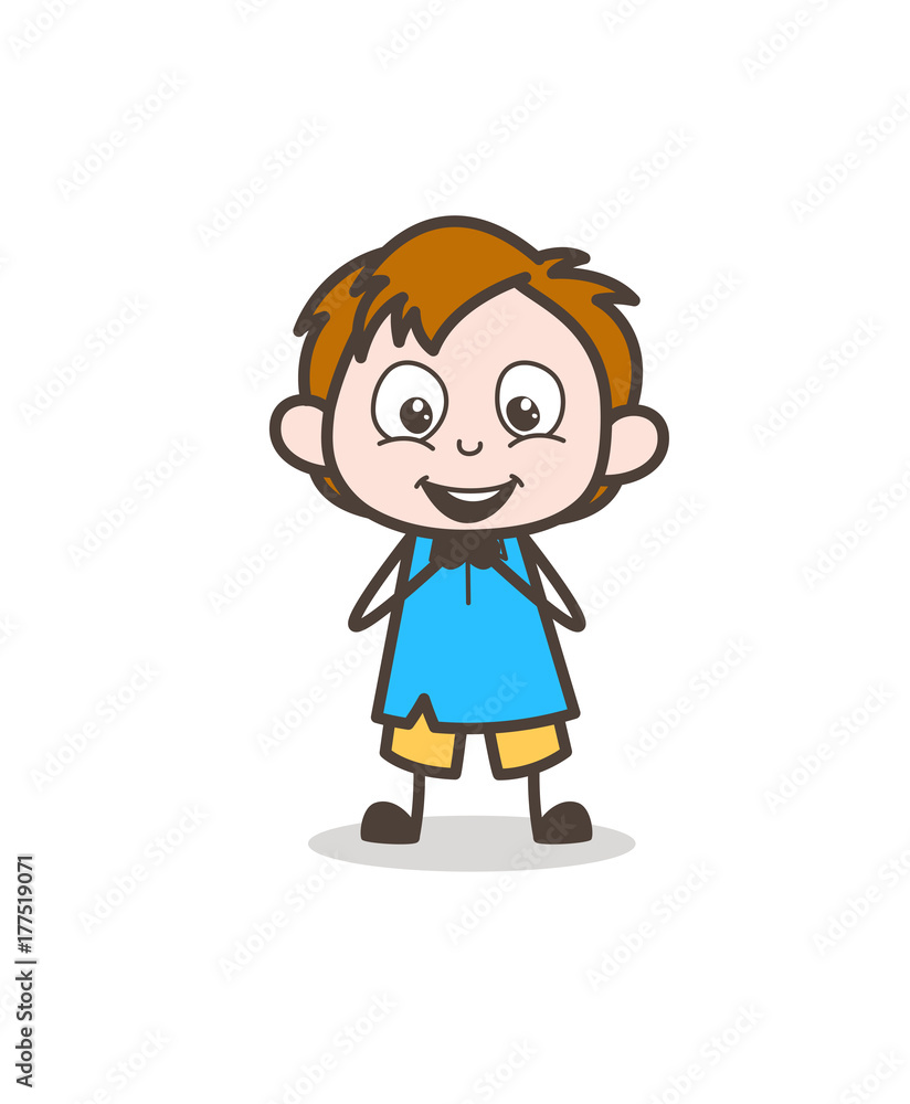 Lovely Boy Laughing Expression - Cute Cartoon Kid Vector