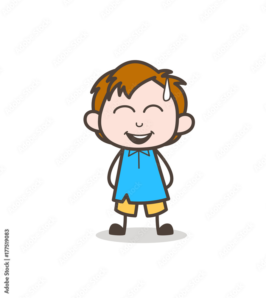 Laughing Face with Sweat - Cute Cartoon Kid Vector Laughing Face with Sweat - Cute Cartoon Kid Vector