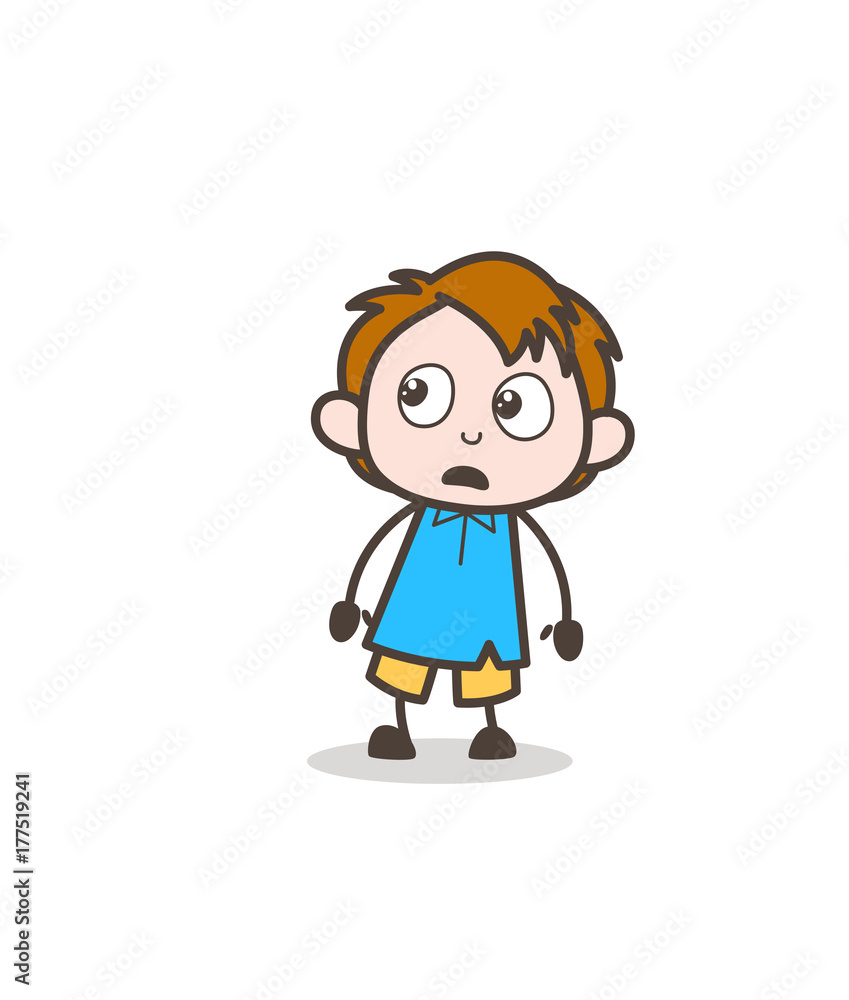 Worried Face with Open Mouth - Cute Cartoon Kid Vector