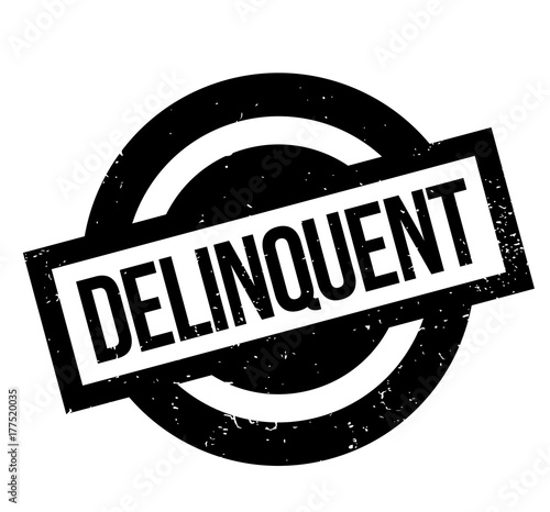 Delinquent rubber stamp. Grunge design with dust scratches. Effects can be easily removed for a clean, crisp look. Color is easily changed.