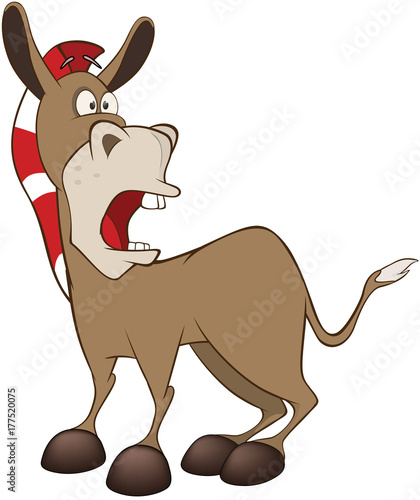  Illustration of a Cute  Burro. Cartoon Character