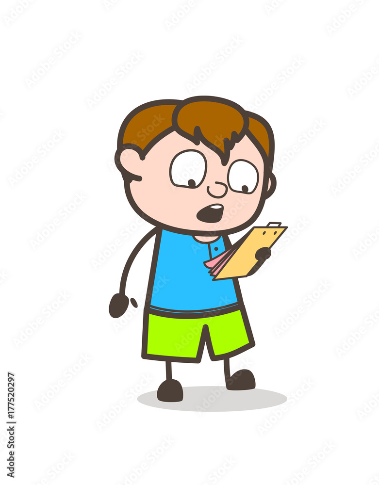Little Kid Announcing Result - Cute Cartoon Boy Illustration