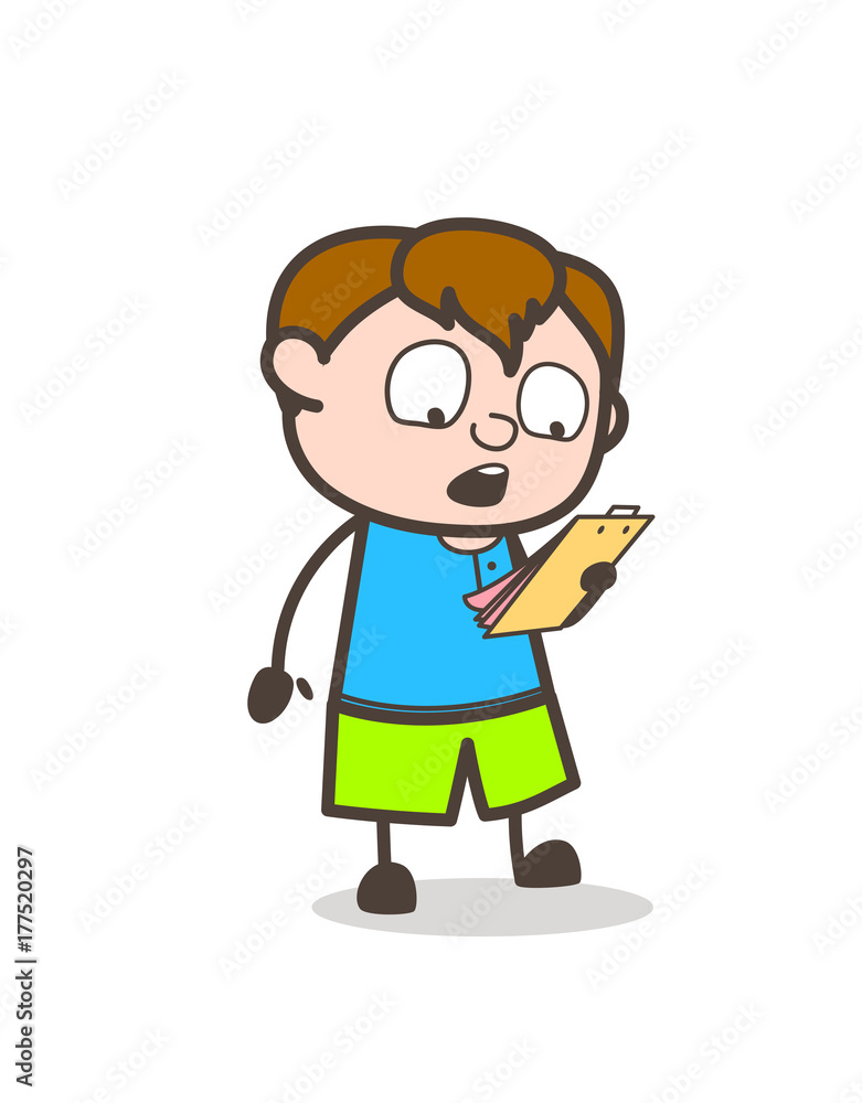 Little Kid Announcing Result - Cute Cartoon Boy Illustration Little Kid Announcing Result - Cute Cartoon Boy Illustration