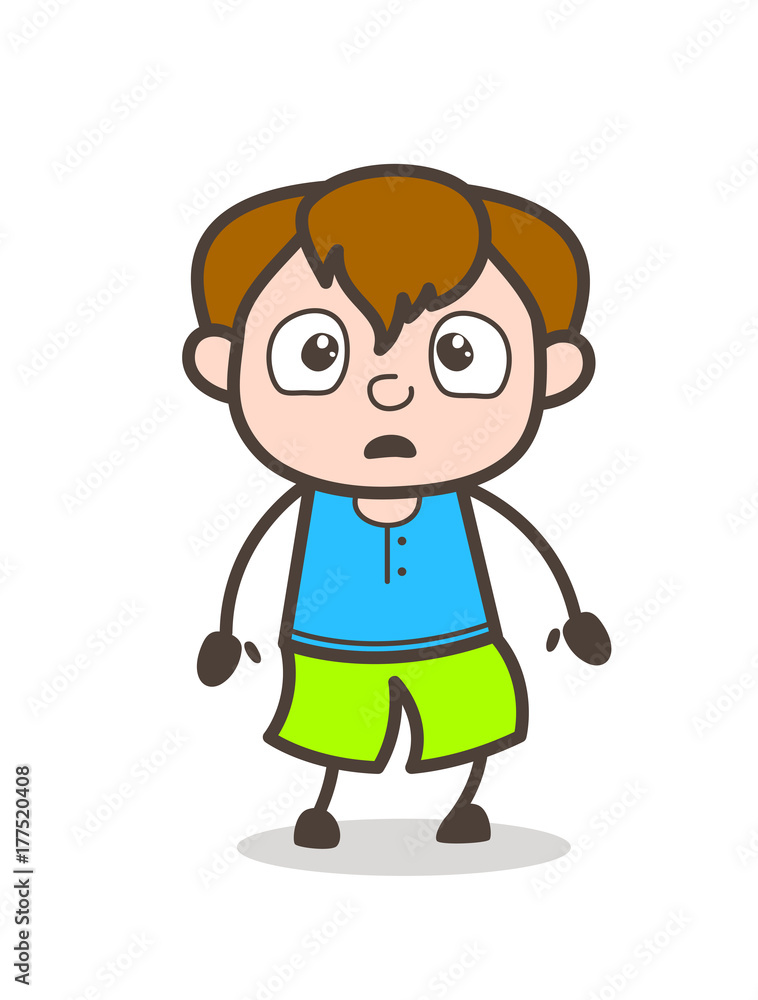 Shocked Facial Expression - Cute Cartoon Boy Illustration