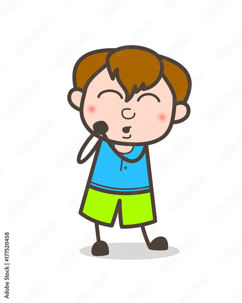 Lovely Shy Expression - Cute Cartoon Boy Illustration