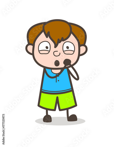Lovely Kid Blushing Expression - Cute Cartoon Boy Illustration
