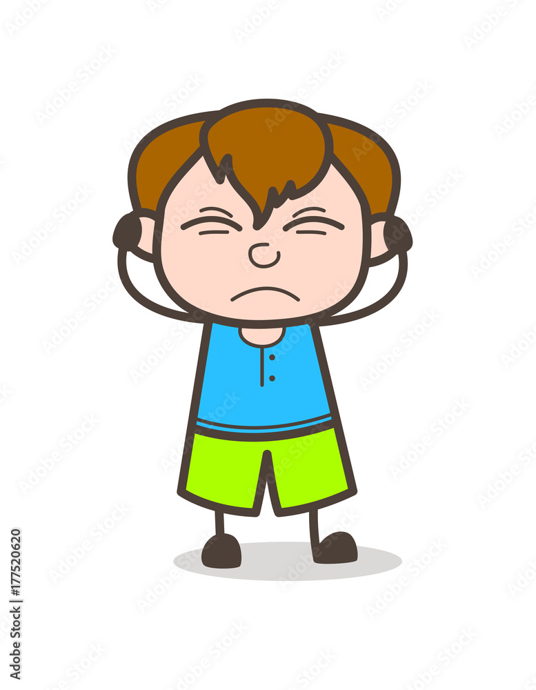 Irritated Kid Face - Cute Cartoon Boy Illustration