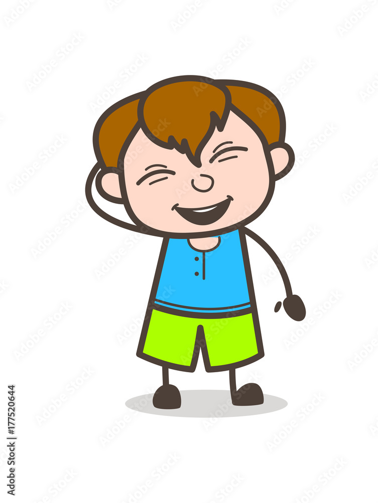 Joyful Kid Laughing Expression - Cute Cartoon Boy Illustration