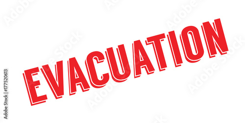 Evacuation rubber stamp. Grunge design with dust scratches. Effects can be easily removed for a clean, crisp look. Color is easily changed.