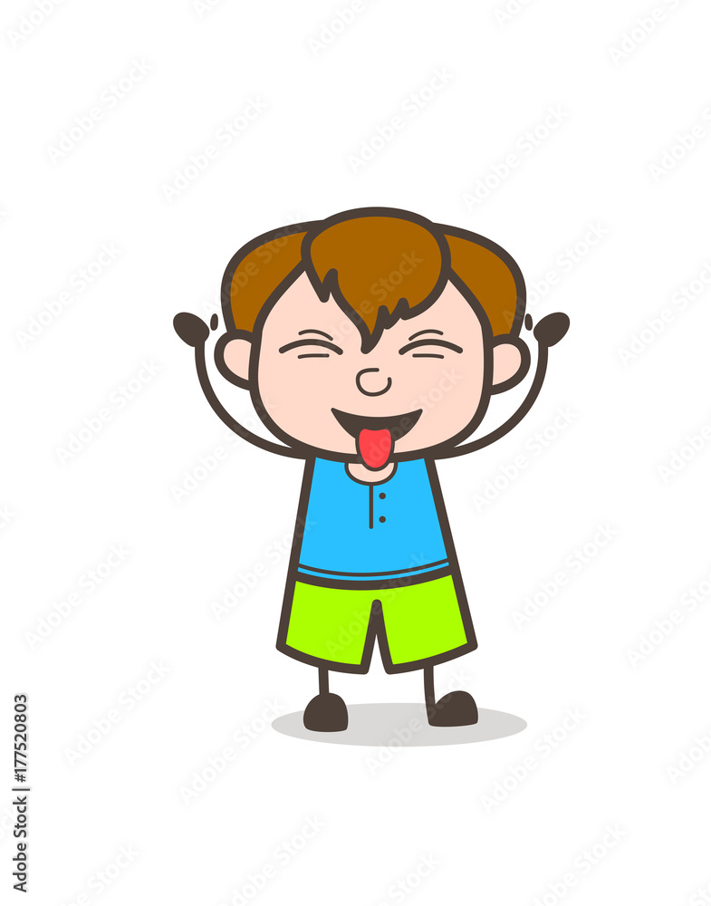 Teasing Tongue Face Expression - Cute Cartoon Boy Illustration Teasing Tongue Face Expression - Cute Cartoon Boy Illustration