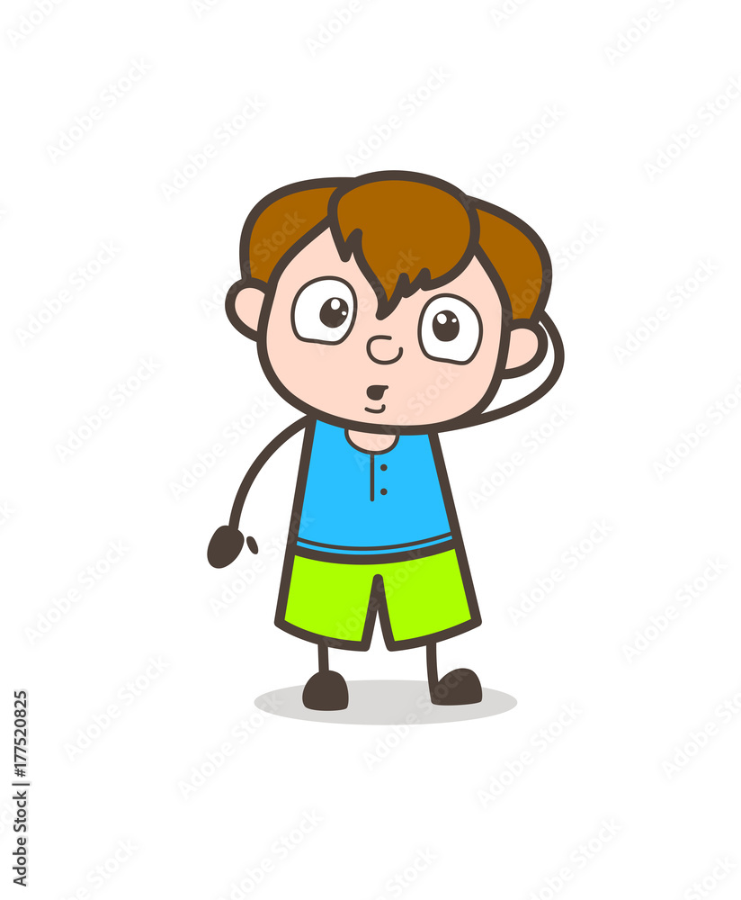 Wonder Face Expression - Cute Cartoon Boy Illustration Wonder Face Expression - Cute Cartoon Boy Illustration