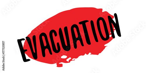 Evacuation rubber stamp. Grunge design with dust scratches. Effects can be easily removed for a clean, crisp look. Color is easily changed.