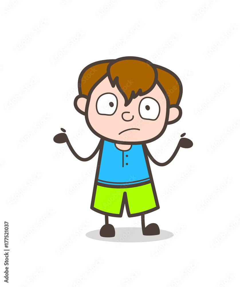 Unaware Face Expression - Cute Cartoon Boy Illustration