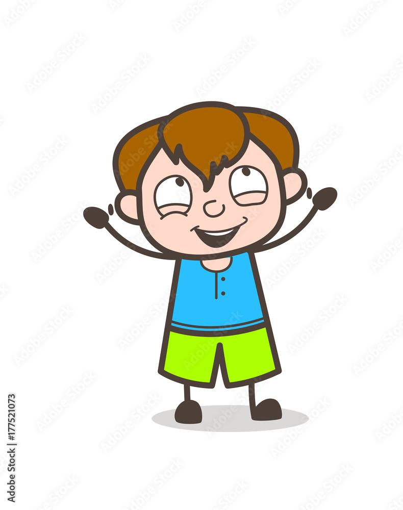 Joyful Kid Expression - Cute Cartoon Boy Illustration