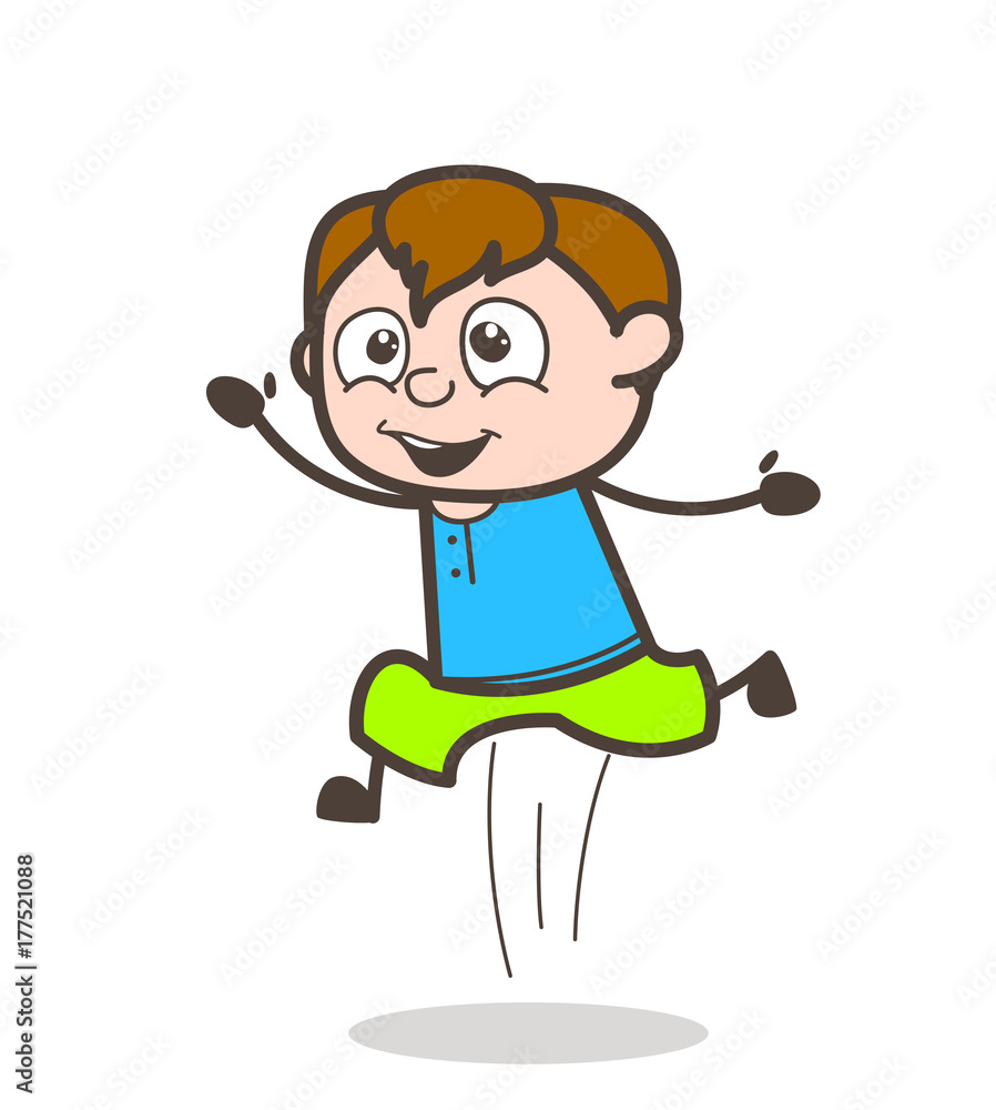 Running in Excitement - Cute Cartoon Boy Illustration Running in Excitement - Cute Cartoon Boy Illustration