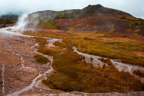 Iceland, valley of geysers, springs of hot geothermal water