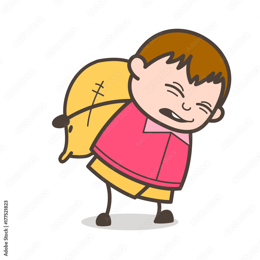 Child Labor with Heavy Weight - Cute Cartoon Fat Kid Illustration Stock  Vector | Adobe Stock