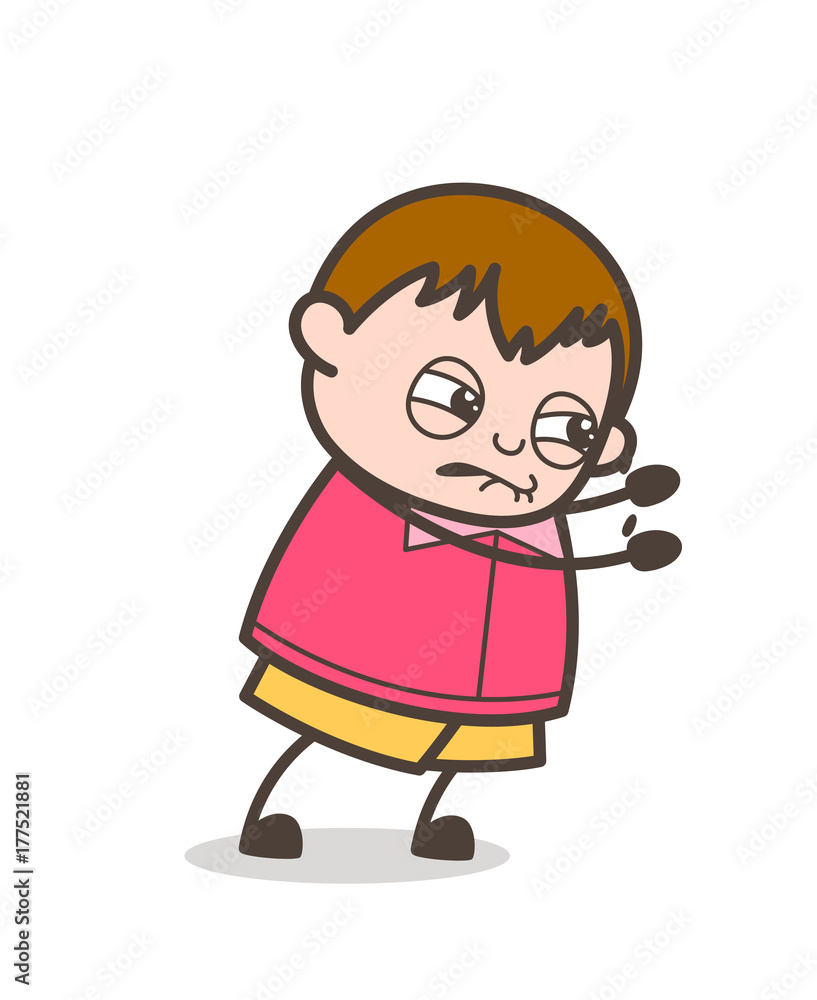 Pushing with Full Force - Cute Cartoon Fat Kid Illustration Pushing with Full Force - Cute Cartoon Fat Kid Illustration