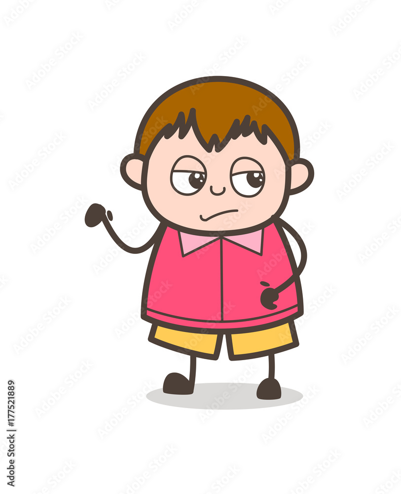 Unamused Facial Expression - Cute Cartoon Fat Kid Illustration Unamused Facial Expression - Cute Cartoon Fat Kid Illustration
