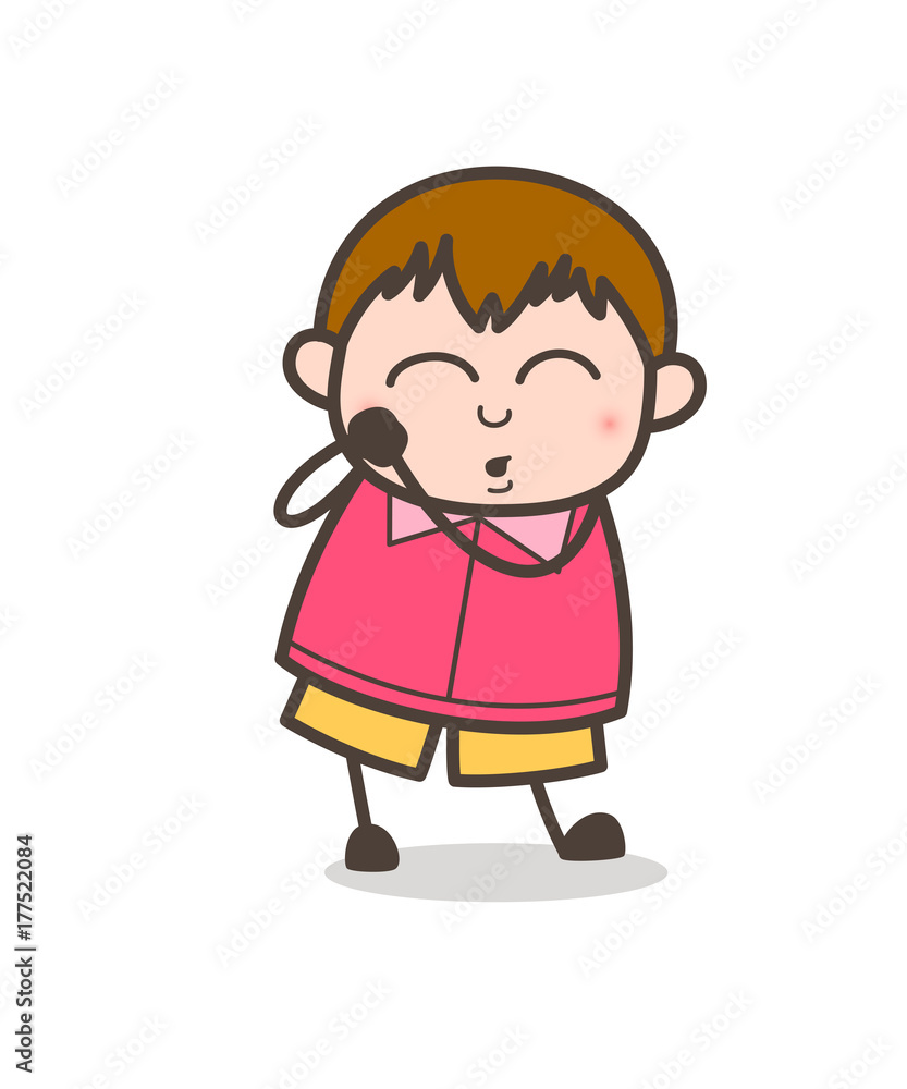 Feeling Lovely Expression - Cute Cartoon Fat Kid Illustration Feeling Lovely Expression - Cute Cartoon Fat Kid Illustration