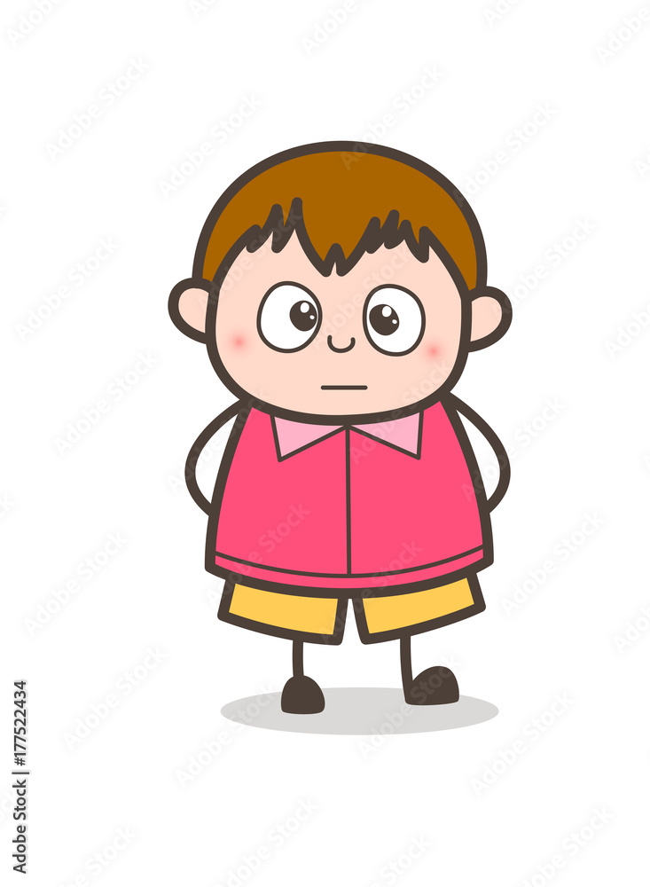 Silent Expressionless Face - Cute Cartoon Fat Kid Illustration