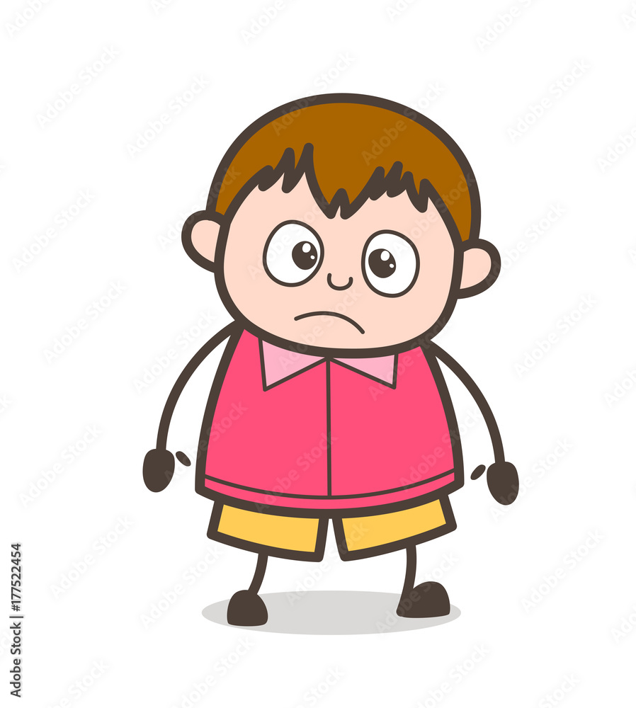Shocked Facial Expression - Cute Cartoon Fat Kid Illustration