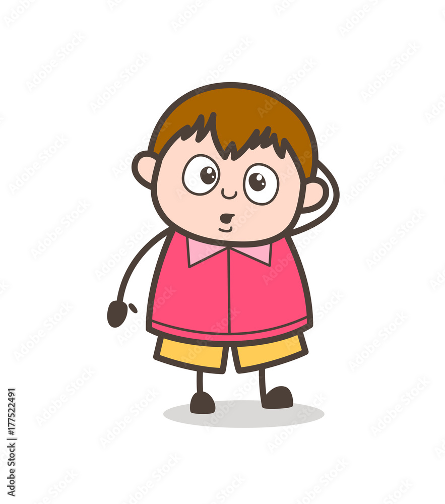Wonder Face Expression - Cute Cartoon Fat Kid Illustration