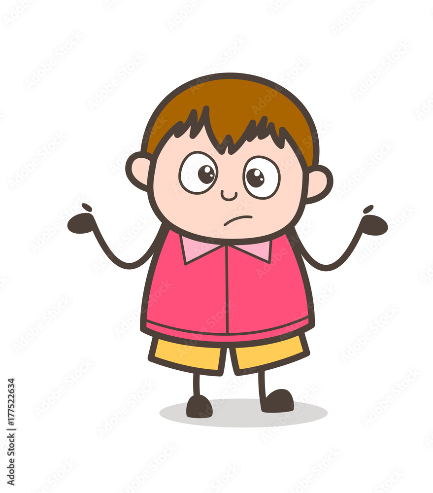 Unaware Gesture - Cute Cartoon Fat Kid Illustration Unaware Gesture - Cute Cartoon Fat Kid Illustration