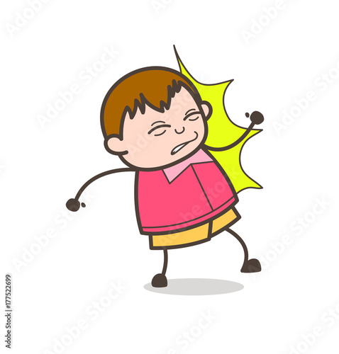 Got Hurt by Hit - Cute Cartoon Fat Kid Illustration