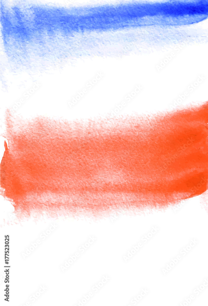 Card with red and blue blots. Watercolor painting for design. Abstract bright textured backdrop. Postcard, banner, logo, invitation. Hand paint isolated on white background. Vector illustration. Card with red and blue blots. Watercolor painting for design. Abstract bright textured backdrop. Postcard, banner, logo, invitation. Hand paint isolated on white background. Vector illustration.