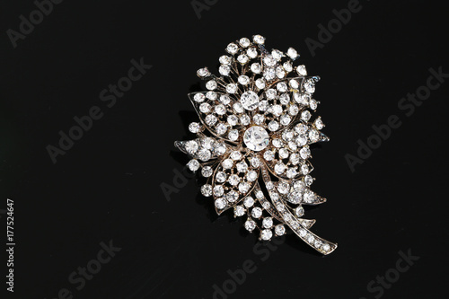 diamond on flower brooch Fototapeta
