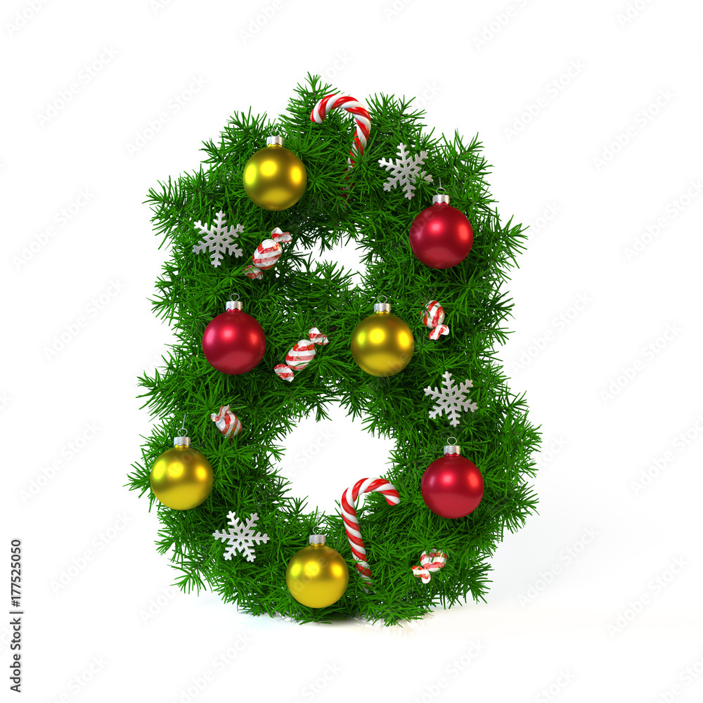 Christmas font isolated on white, number 8 3d rendering Christmas font isolated on white, number 8 3d rendering