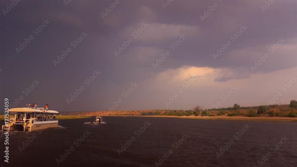 Moody storm skies over the Chobe River