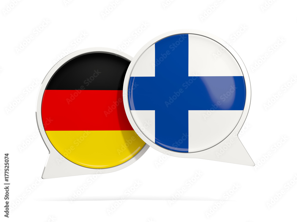 Chat bubbles of Germany and Finland isolated on white Chat bubbles of Germany and Finland isolated on white