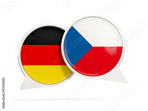 Chat bubbles of Germany and Czech Republic isolated on white