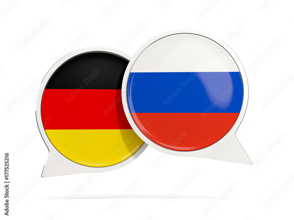 Chat bubbles of Germany and Russia isolated on white Chat bubbles of Germany and Russia isolated on white