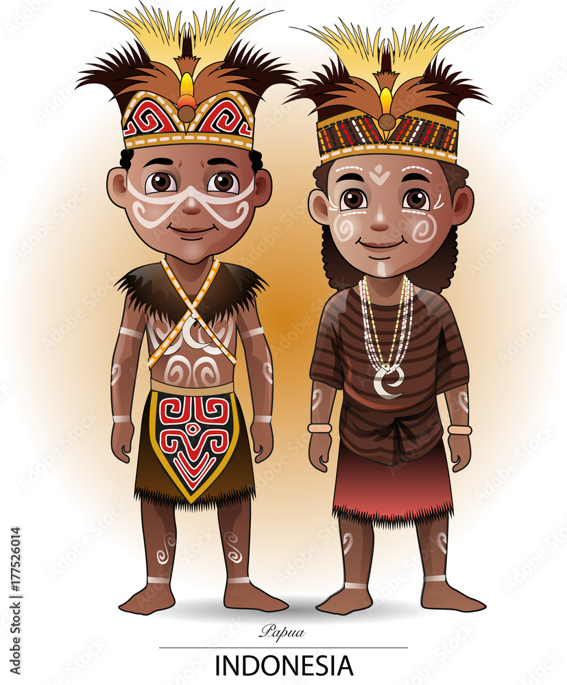 Vector illustration, Papua traditional clothing Stock Vector | Adobe Stock