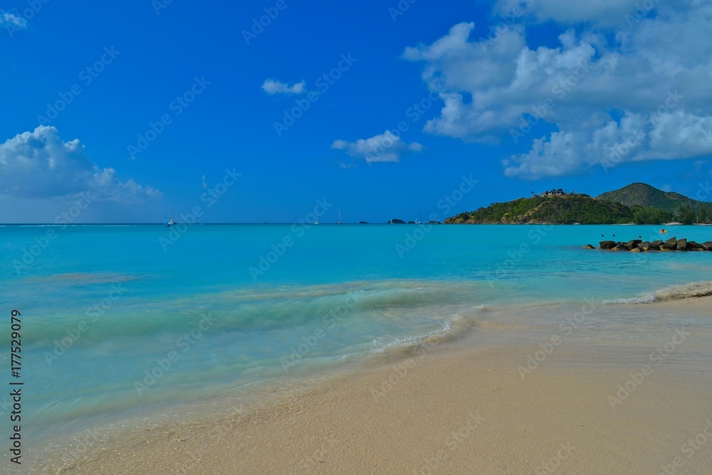 Beautiful beach and turquoise water in Antigua