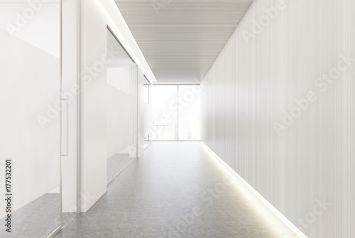 Fototapeta Biały i szklany korytarz biurowy