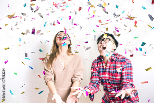 Asian People Having Fun in Celebrate Party - Surprise and Excite Emotion for Stock Photo